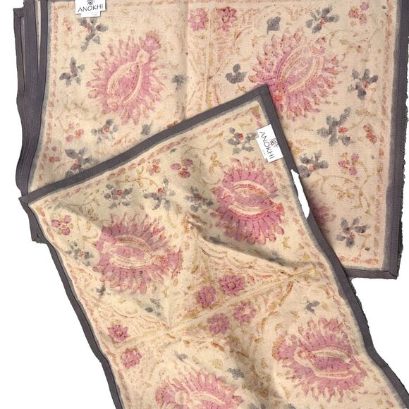 Anokhi Placemats Set 6 Block Print 14"× 18" Jaipur India Cotton table linen - Picture 4 of 5